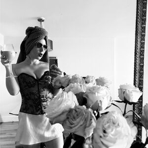 Frederick's of Hollywood Red and Black Lace Bustier